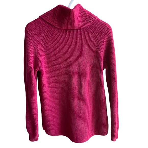 TAHARI Dark Pink Cowl Neck Sweater Merino Wool Blend Raspberry Women's Medium - Picture 3 of 13